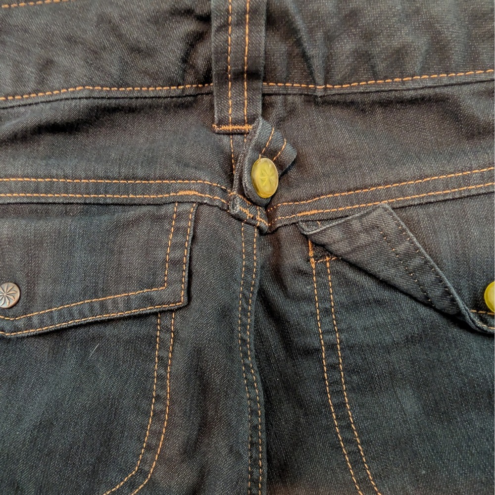Athleta Dark Wash Cargo Denim Style Pants 129129 Womens Blue Contrast Stitching - Picture 7 of 15